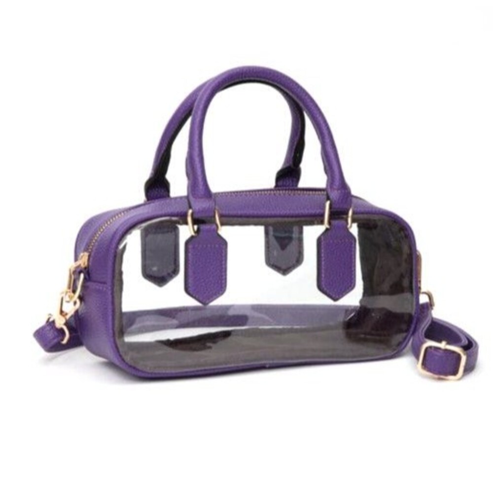 Womens Bag PURPLE Clear Crossbody Adjustable Strap Superbowl Stadium Approved